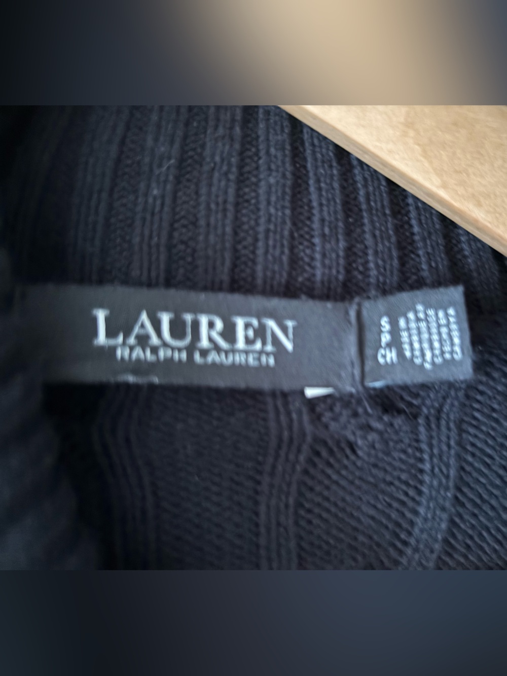 Lauren Ralph Lauren Black Cable Knit Shawl Collar Sweater Dress Size S - Picture 5 of 13